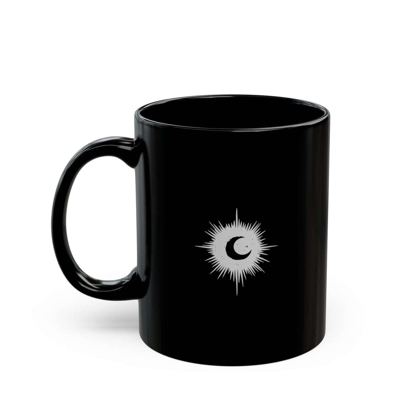 Black Mug — "a little ray of pitch black" Gothic Coffee Cup, Dark Humor Gift
