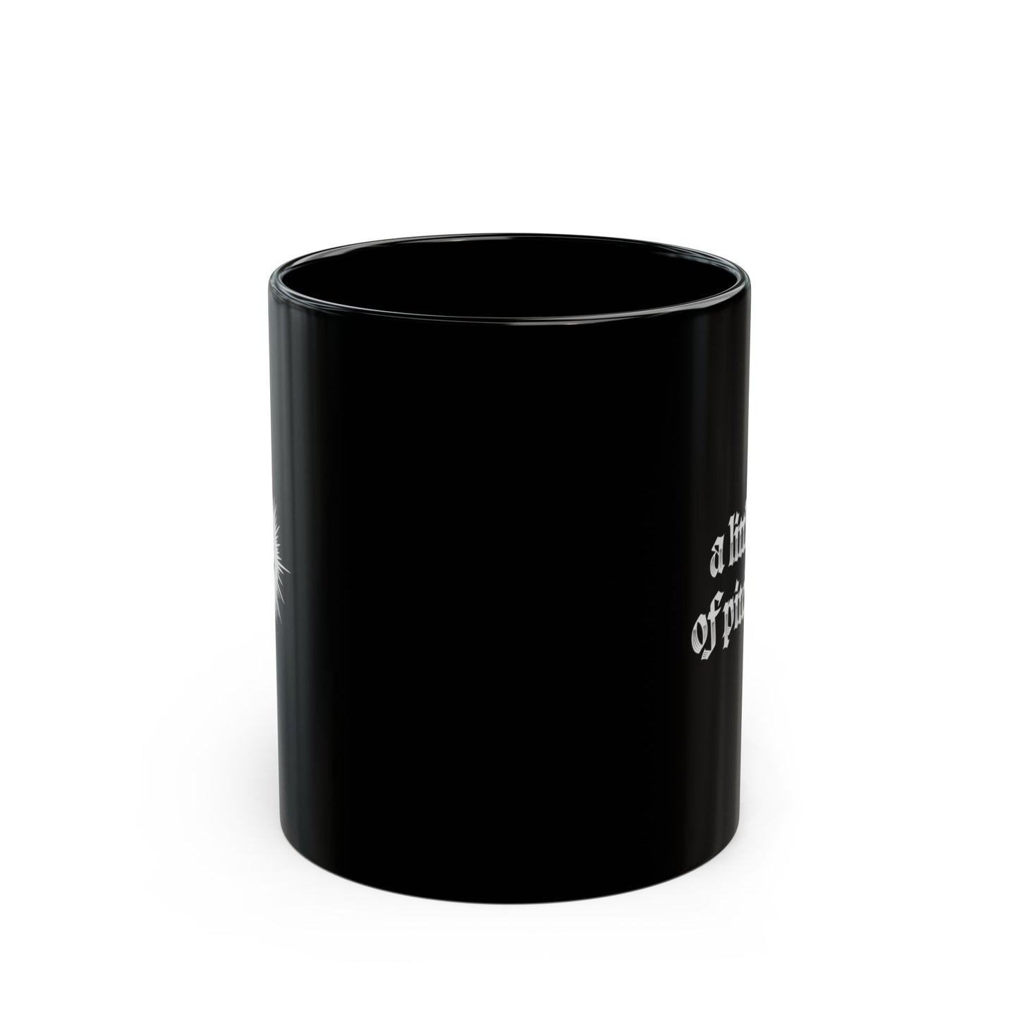 Black Mug — "a little ray of pitch black" Gothic Coffee Cup, Dark Humor Gift