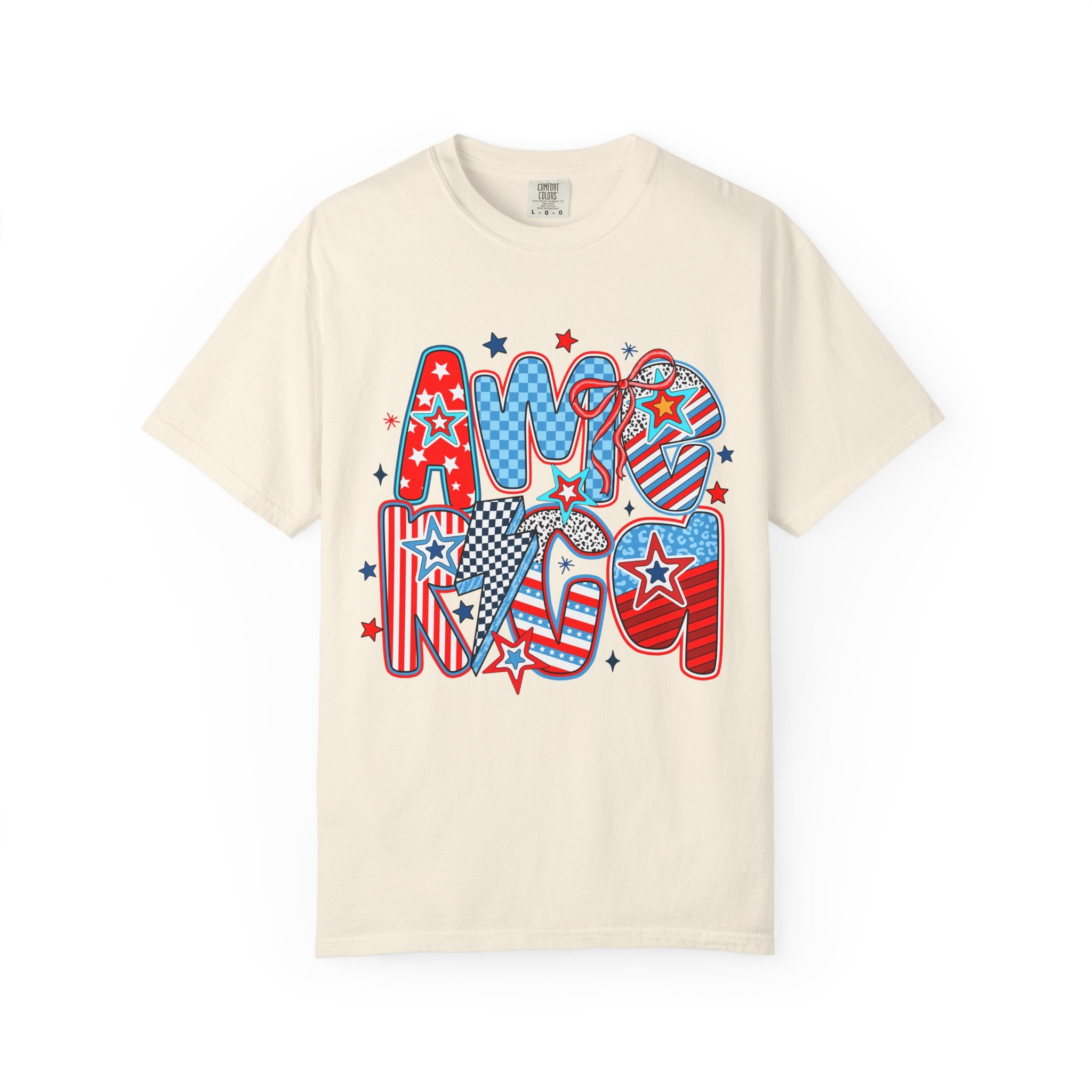 Patriotic 'AMERICA' Graphic T-Shirt – Red White Blue 4th of July Tee