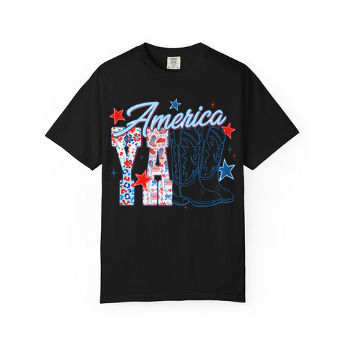 America Y'all T-Shirt — Patriotic Cowboy Boots & Stars Tee for 4th of July