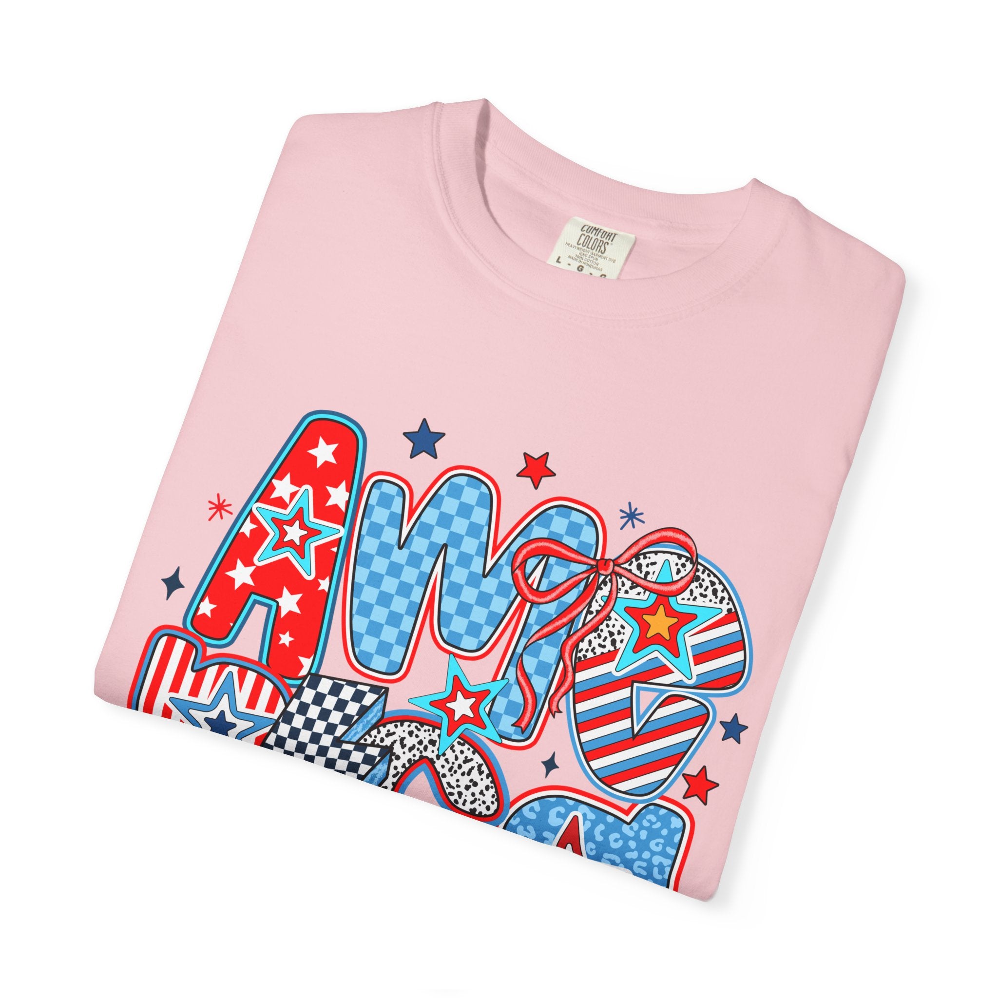 Patriotic 'AMERICA' Graphic T-Shirt – Red White Blue 4th of July Tee