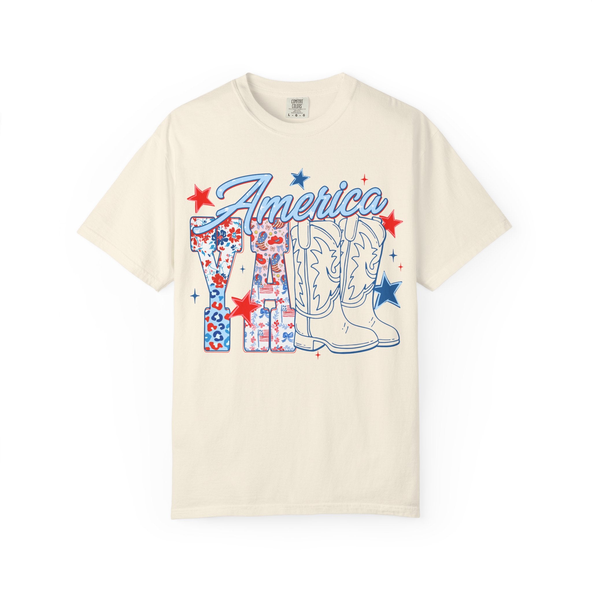 America Y'all T-Shirt — Patriotic Cowboy Boots & Stars Tee for 4th of July