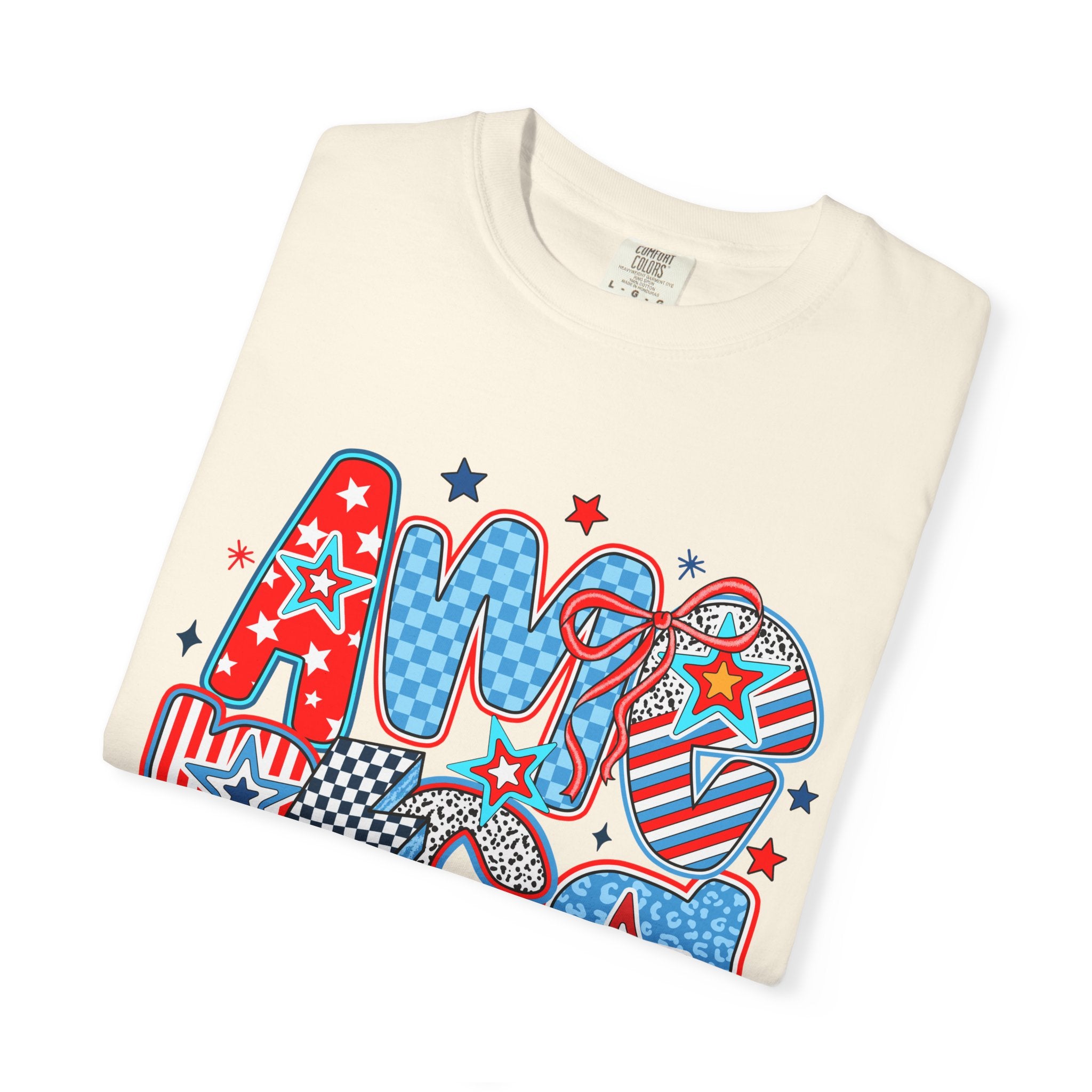 Patriotic 'AMERICA' Graphic T-Shirt – Red White Blue 4th of July Tee