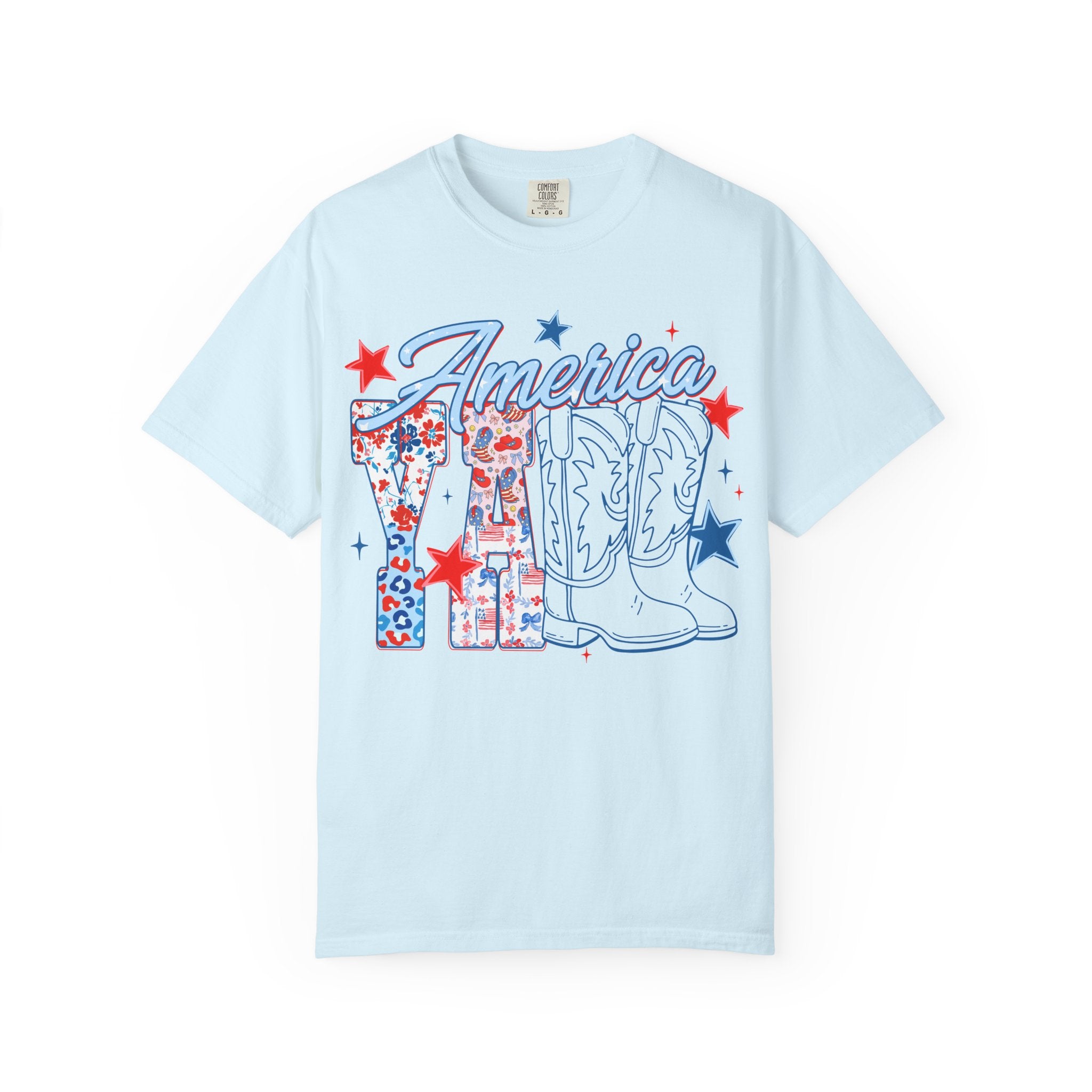 America Y'all T-Shirt — Patriotic Cowboy Boots & Stars Tee for 4th of July