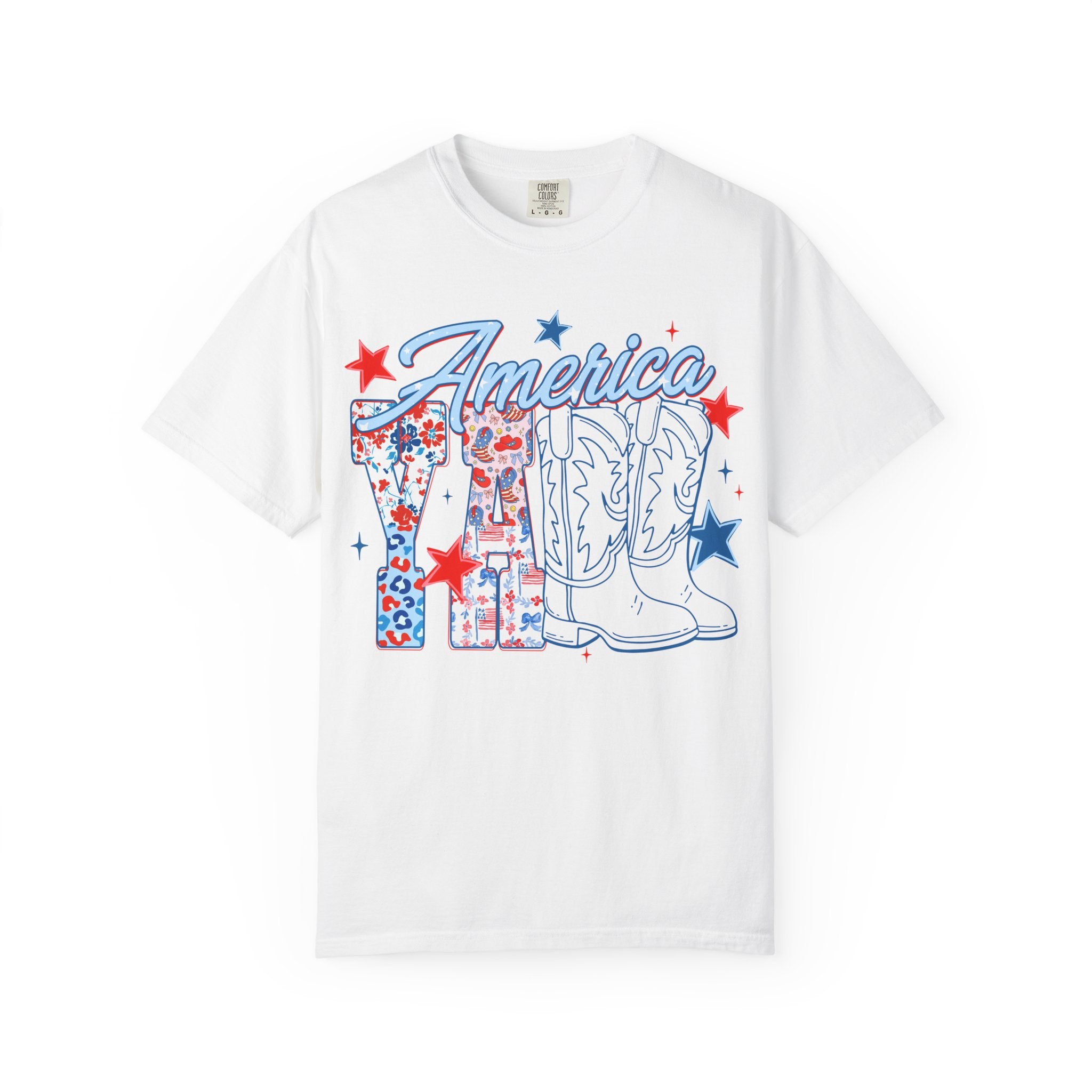 America Y'all T-Shirt — Patriotic Cowboy Boots & Stars Tee for 4th of July